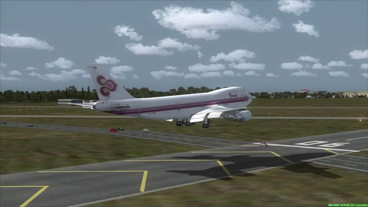 Thai Airways 747 0 Landing At Korat Airport Fsx Youtube