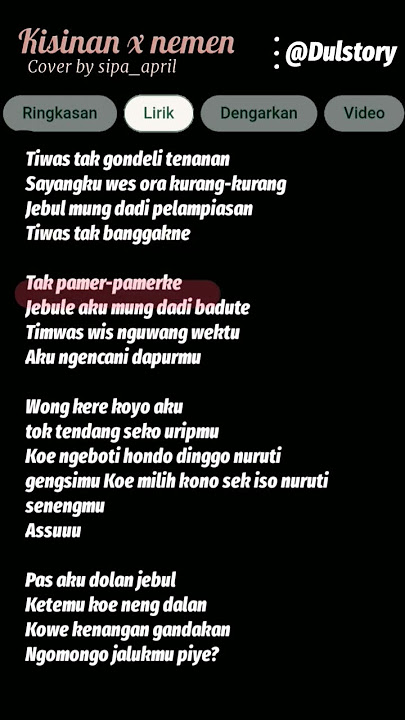 lirik lagu kisinan x nemen #liriklagu #lirikvideo #shorts #short #lirikgoogle