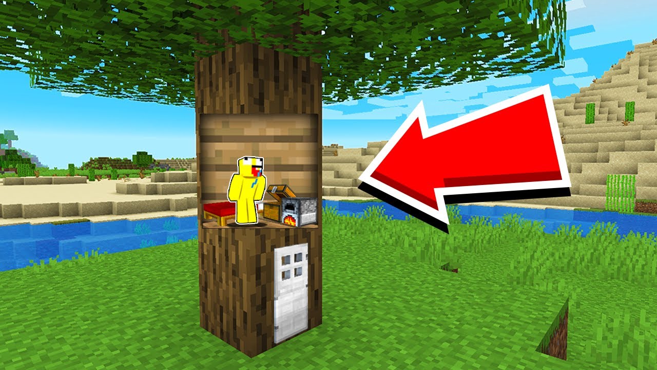 How To Build a TINY SECRET BASE Inside a TREE in Minecraft (tagalog ...