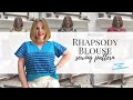 The rhapsody blouse sewing pattern with tomkat stitchery