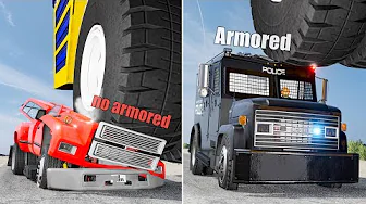 Armored vs No Armored Car - Beamng drive