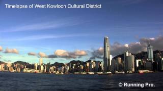 Timelapse of victoria harbour at west kowloon cultural district