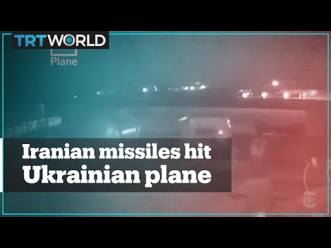 Footage shows two Iranian missiles hit Ukrainian plane