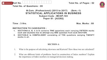 MCOM PROFESSIONAL 1ST SEM STATISTICAL APPLICATIONS IN BUSINESS A DEC 2018 | PTU