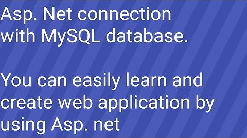 Asp. Net connection with MySQL 