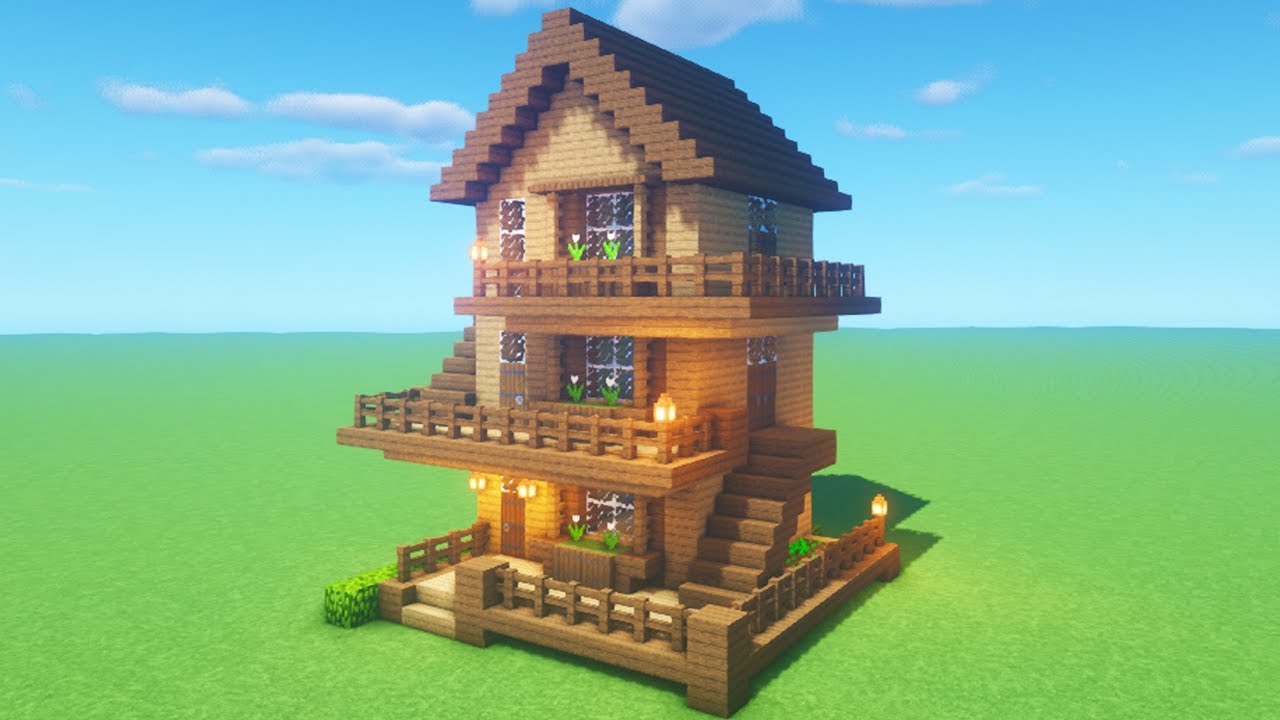 Minecraft 4Kㅣ Wooden House ⛏️ Casa en Madera 【 Tutorial #37 】