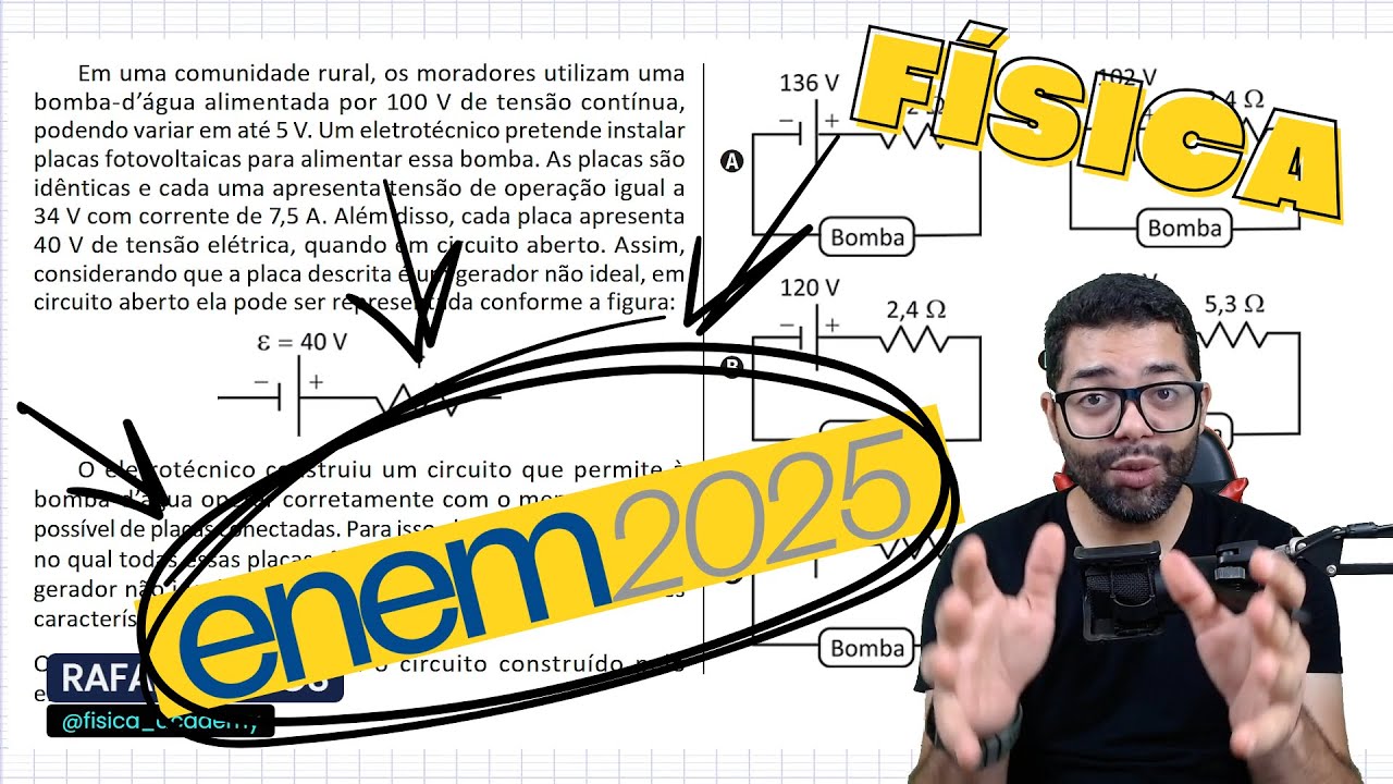 Enem 2025 -  Em uma comunidade rural, os moradores utilizam uma bomba-d’água alimentada por 100 V