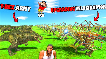 Upgrading NOOB VELOCIRAPTOR into UNDEFEATED with SHINCHAN and CHOP in Animal Revolt Battle Simulator