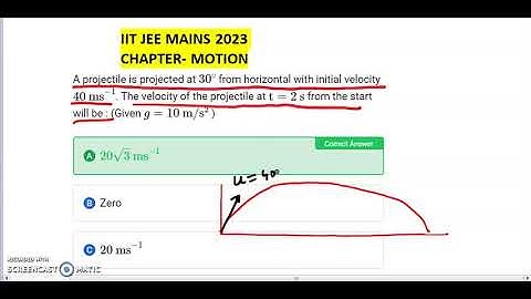 A projectile is projected at 30 from horizontal with initial velocity 40 m/s