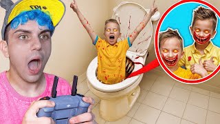 TOILET EATER EATS VLAD and NIKI FILMED WITH A DRONE!