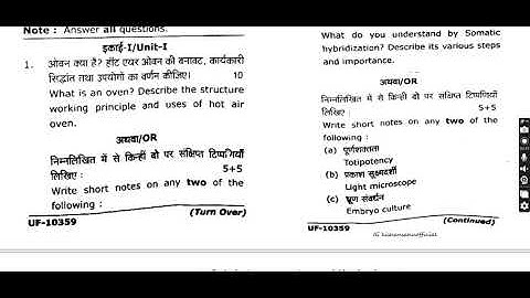 ABVV BSC FINAL YEAR BOTANY PAPER 1 QUESTION PAPER 2024 I BILASPUR UNIVERSITY