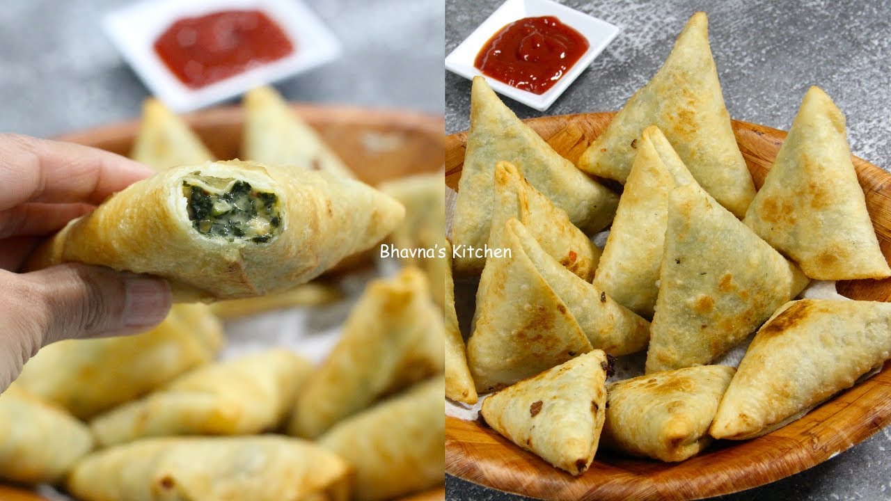 How to Make Cheesy Corn & Spinach Samosa Video Recipe | Bhavna