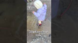 Toddler activities. Funny toddler. UK weather reality. She really enjoyed this puddles. #happybaby