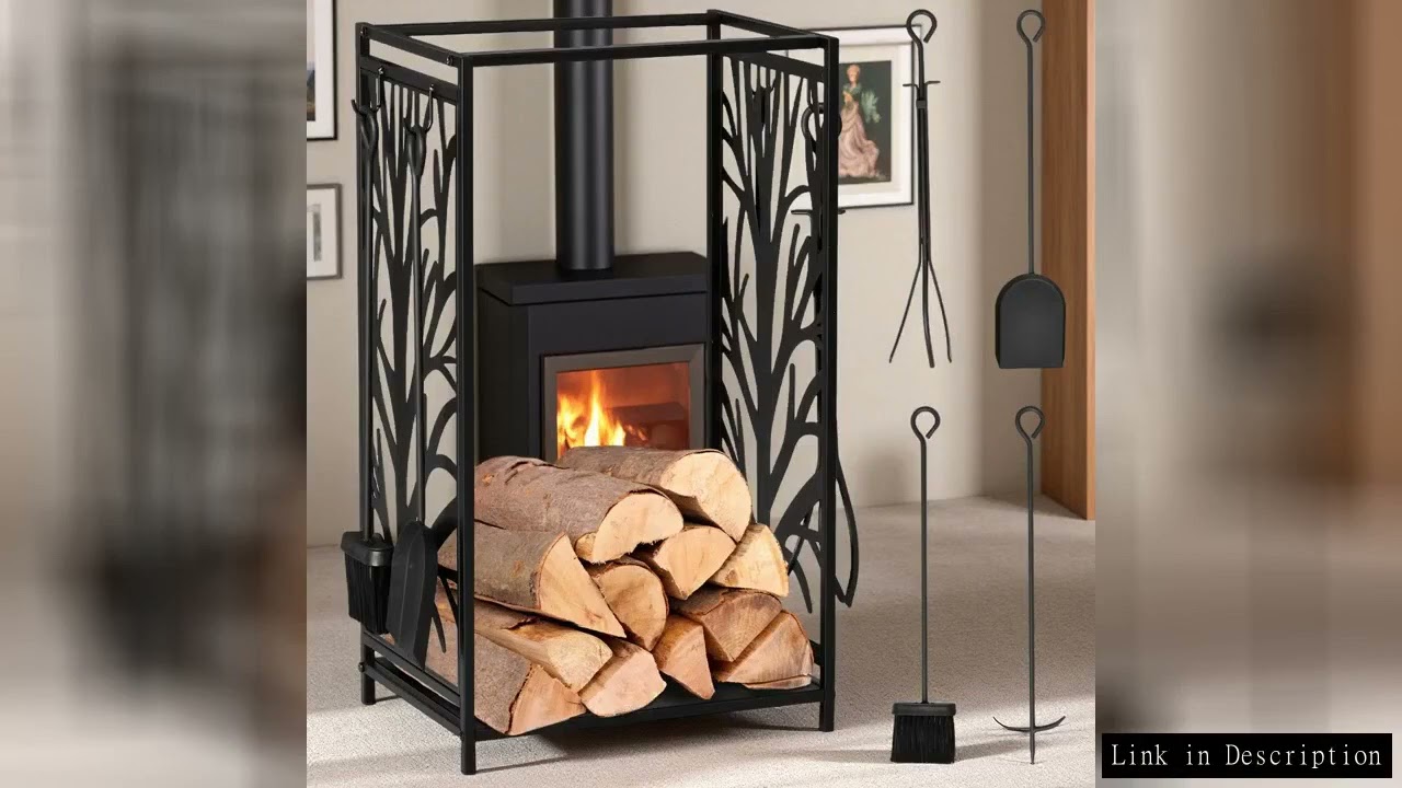 Anajqaqia 46x30x70cm  Firewood Rack with Fireplace Tools, Firewood Shelf Firewood Storage Made of St