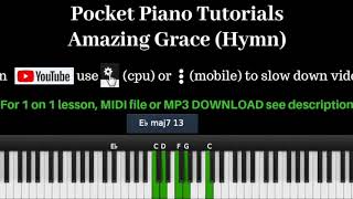 Video thumbnail of "Amazing Grace (Hymn) [Pocket Piano Tutorial & Backing Track]"