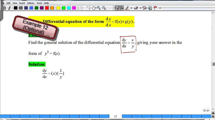 DE of the form dy/dx = f(x)g(y) [OPTIONAL]