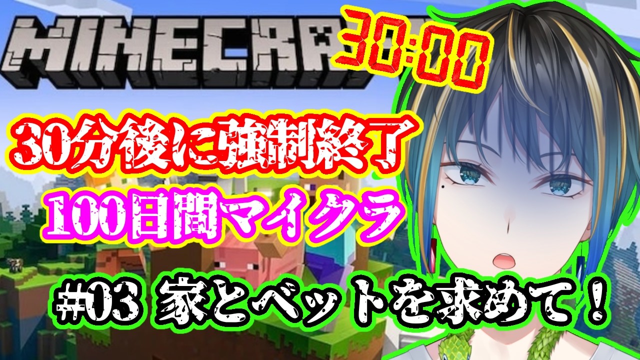 【#マイクラ 】知識0の初心者が30分縛りで100日間サバイバルしてみた【Day3】【#新人vtuber 】