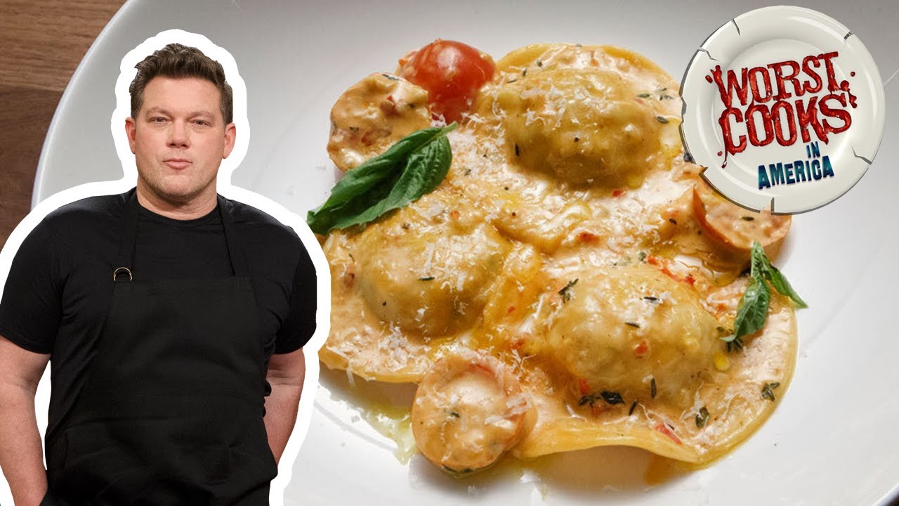 How to Make Shrimp Ravioli in Vodka Sauce w/ Tyler Florence | Worst Cooks in America | Food Network