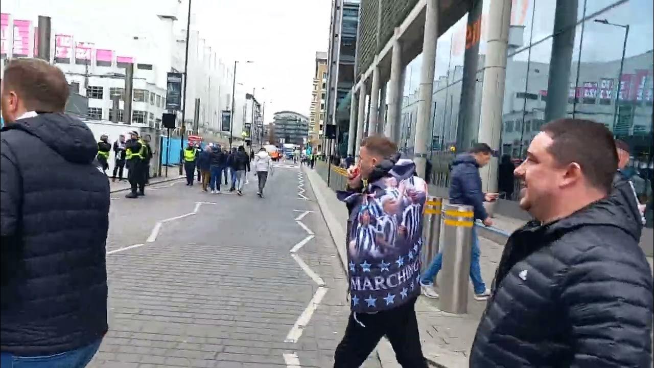 Caribou cup final Newcastle vs Man utd. walk up Wembley square YouTube