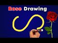 Rose Drawing So Cute and Simple Step By Step Easy🌹| How to Draw a Rose Flower From Letter S 🥰