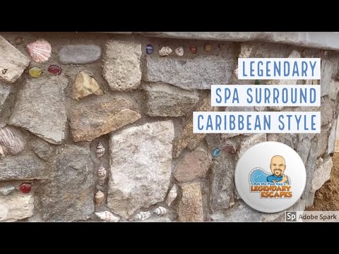 Lazy River Acres Spa Surround is stone, shells and glass for a Caribbean Look and Feel