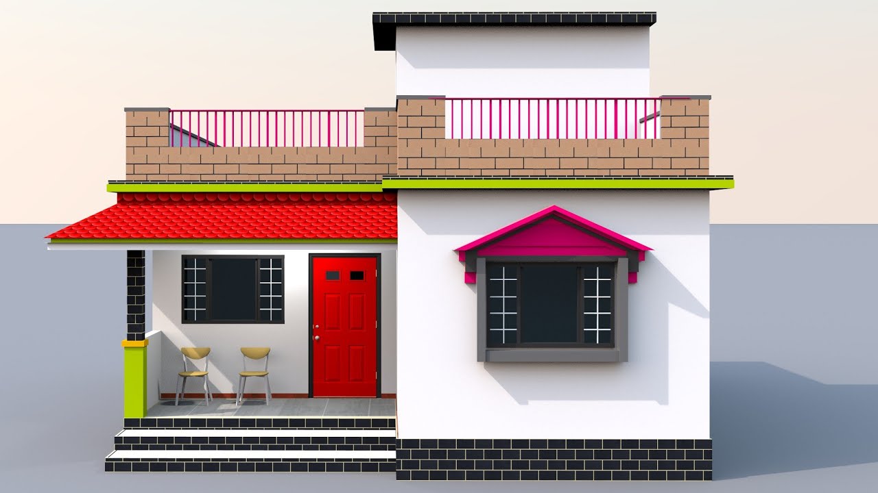 3d village home design with barandha | beautiful village home ...