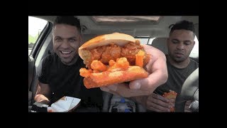 Eating KFC Cheetos Sandwich
