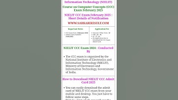 NIELIT CCC Exam February 2025 : Short Details of Notification
