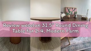 Review weselon 31.5" Round Dining Table for 2-4, Modern Farmhouse Kitchen Table with 2-Tier Storage