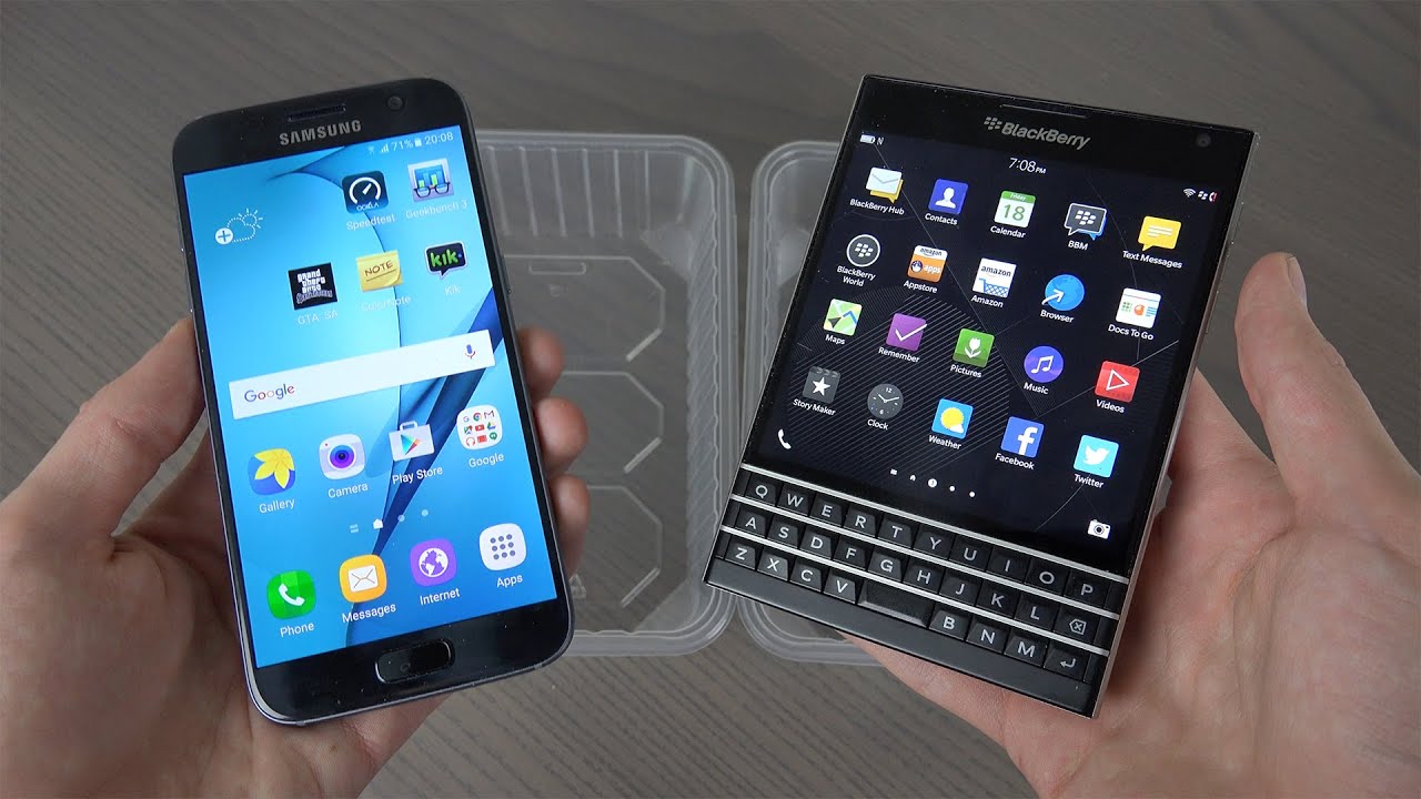 BlackBerry Passport и Samsung Galaxy S7 - Испытание водой!