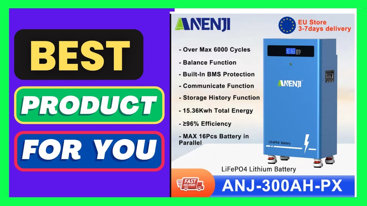 ANENJI 51.2V 300AH Solar LiFePO4 Battery Over 6000 cycles