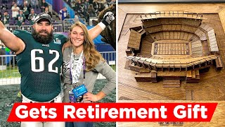 Kylie Kelce Gets Custom Wooden Eagles Stadium Gift From Her Husband Jason’s Retirement