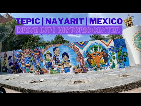 Drive into Historic Center of TEPIC, NAYARIT, MEXICO