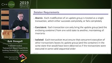 C++Now 2019: Bob Steagall “A Multithreaded,Transaction-Based Locking Strategy for Containers”