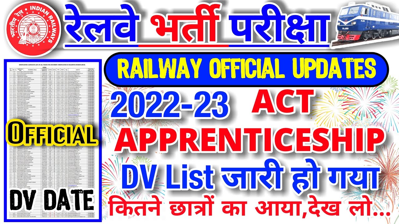 Act Apprenticeship Latest Updates : SECR act Apprenticeship List जारी shortlisted for DV & Medical