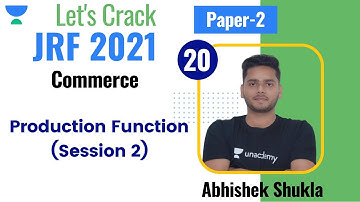 7:00 PM - JRF 2021 | Commerce by Abhishek Shukla | Production Function (Session 2)