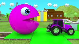 Learn Colors | PACMAN and Farm Tractor teach color to KIDS