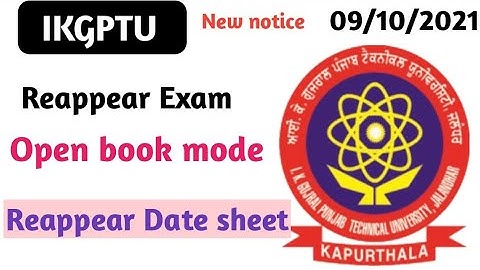 IKGPTU Reappear special chance exam|Ikgptu new notice today|ptu notice.09/10/2021|ptu datesheet 2021