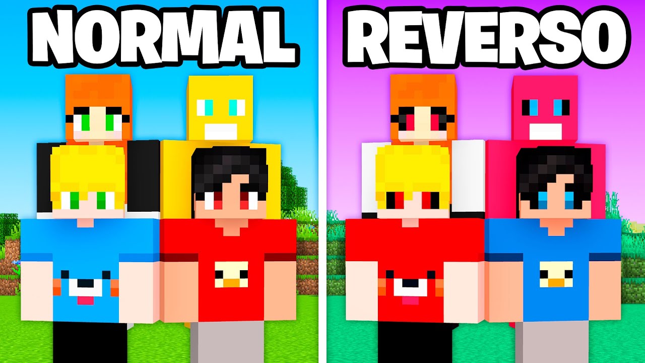 Revelei a Versão Reversa dos Meus Amigos no Minecraft!