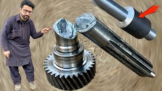 Repairing a broken input shaft of a truck gear that was not available in the market | Rebuild shaft