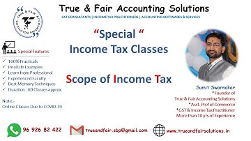 Income Tax Demo Lecture 2 | Scope of Income Tax| B.com , M.com, CA CS  CMA Inter |By Sumit Swarnakar