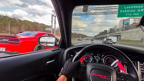 POV CUTTING UP IN TRAFFIC WITH A HELLCAT REDEYE AND SCAT PACK (extreme)