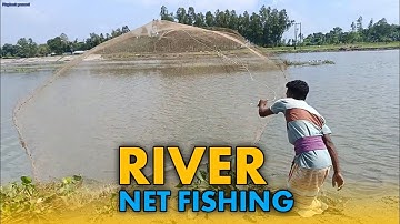 Most Satisfying Cast Net Fishing Video - Traditional Net Catch Fishing on River