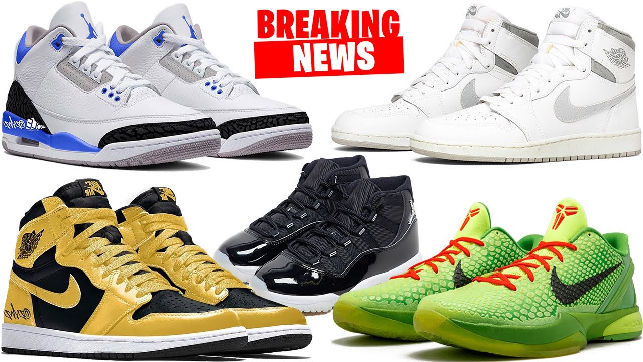 AIR JORDAN 3 RACER BLUE, AJ 1 85 NEUTRAL GREY, AJ 1 POLLEN, AJ 11 SHOCK ...