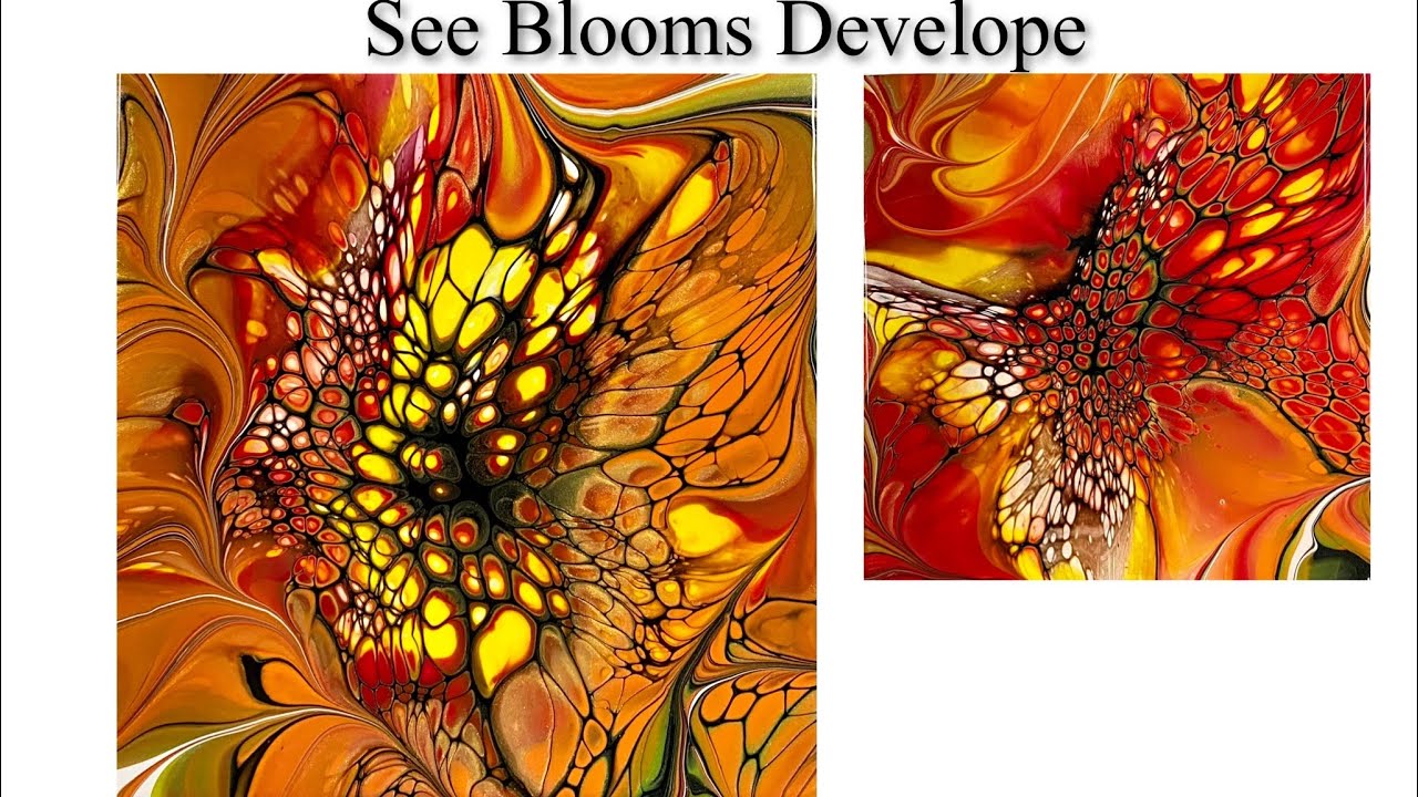 (1430) How to Bloom Technique / on tiles/ Acrylic Paint Pouring - YouTube