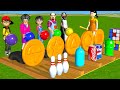 Scary Teacher 3D vs Squid Game Bowling Water Bottle and Honeycomb Candy Shapes 5 Times Challenge