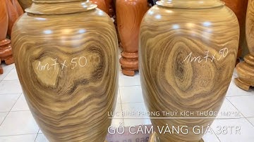 LỤC BÌNH HÀNG SIÊU VÂN BẰNG GỖ CẨM VÀNG 1m7 đường kính bụng 50cm.
