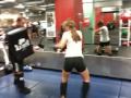 UFC fighter Michelle Waterson practicing for the Megadeth music video