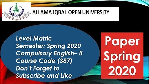 AIOU FA/ICom Paper Code 387 Spring 2020 || AIOU Old Papers || AIOU Past Papers
