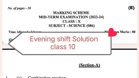 class 10 science Mid term paper solution 2023-24 /evening shift answer key class 10 science paper